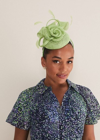 Phase Eight Green Flower Pillbox Fascinator Hats Green Canada | GQZDXN-579